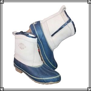 Guide Gear Ivory & Blue Leather Side Zip Winter Duck Boots Size 7